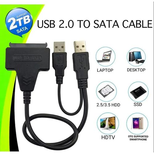 SATA To USB 2.0 Adapter Cable For 2.5 Inch HDD/SSD Hard Drive Adapter Converter