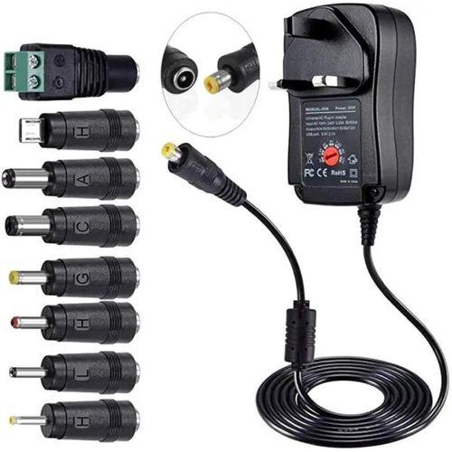 UNIVERSAL CHARGER 12W 30W 3V 4.5V 5V 6V 7.5V 9V 12V 30W Universal AC to DC Power Adapter - Multi Output Voltages 3V 4.5V 5V 6V 7.5V 9V 12V Switching Power Supply with 8 Selectable Adapter Plugs for Routers Speakers Household Electronic (MAX 2A/2000mA) 5.0
